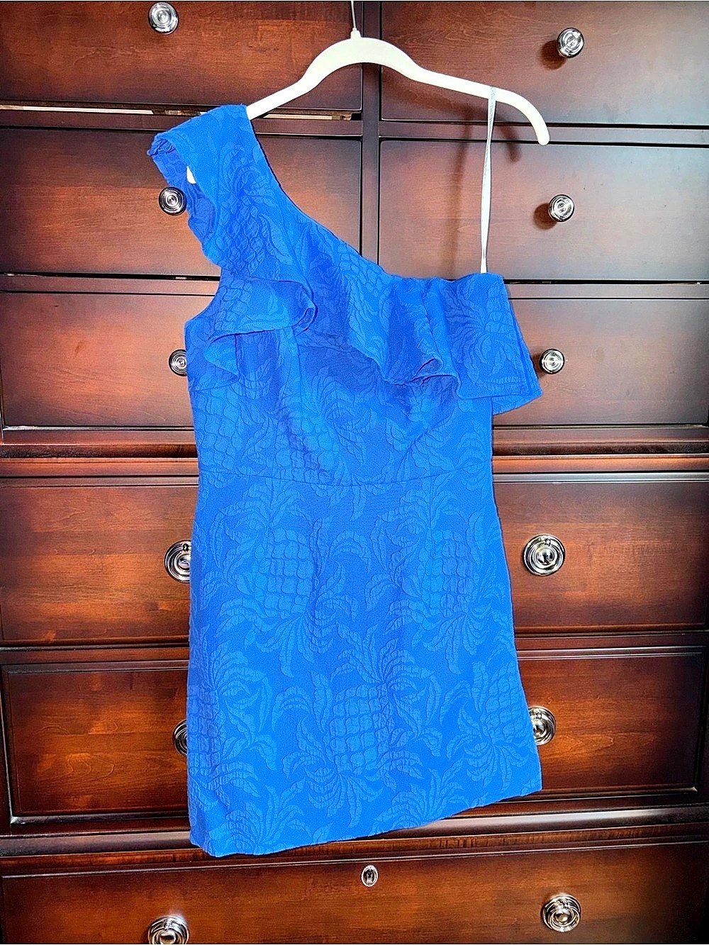Lilly Pulitzer Blue Floral One-Shoulder Romper